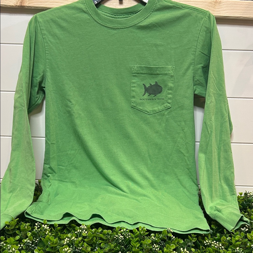 Southern Tide Kids Vibrant Green Long Sleeve Tee